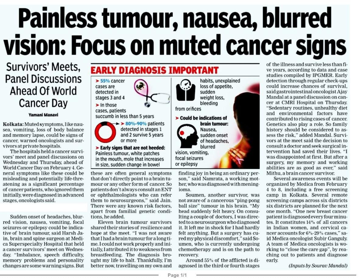 Painless tumour, nausea, blurred vision: Focus on muted cancer signs